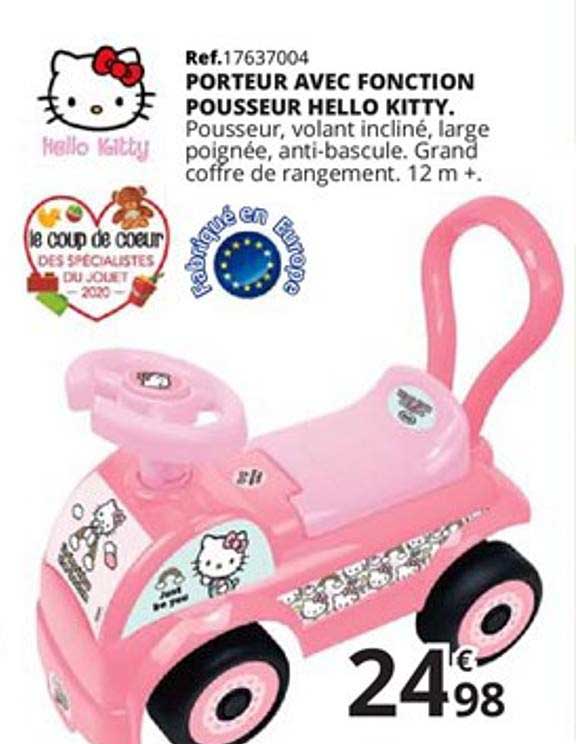 porteur avec fonction pousseur hello kitty
