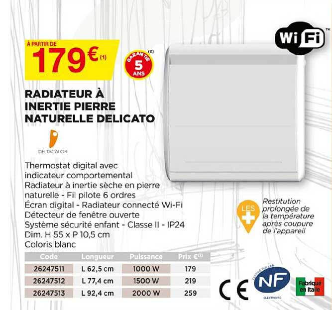 Radiateur à Inertie Pierre Naturelle Delicato