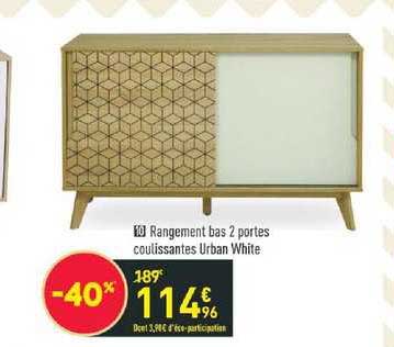 Rangement Bas 2 Portes Coulissantes Urban White