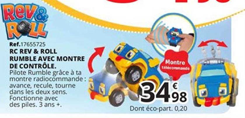 rc rev & roll rumble avec montre de contrôle