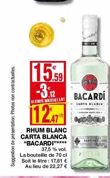 rhum blanc carta blanca "bacardi"