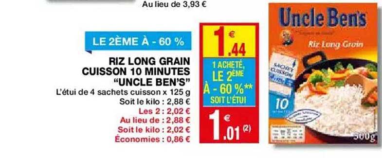 riz long grain cuisson 10 minutes "uncle ben's "