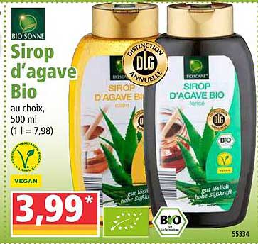 sirop d'agave bio bio sonne