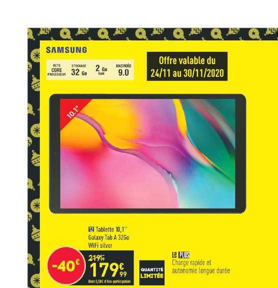 tablette 10,1" galaxy tab a 32go wifi silver samsung