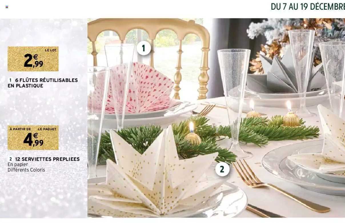 6 flûtes réutilisables en plastique, 12 serviettes prépliées