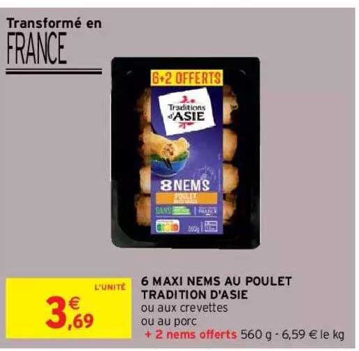 6 maxi nems au poulet tradition d'asie