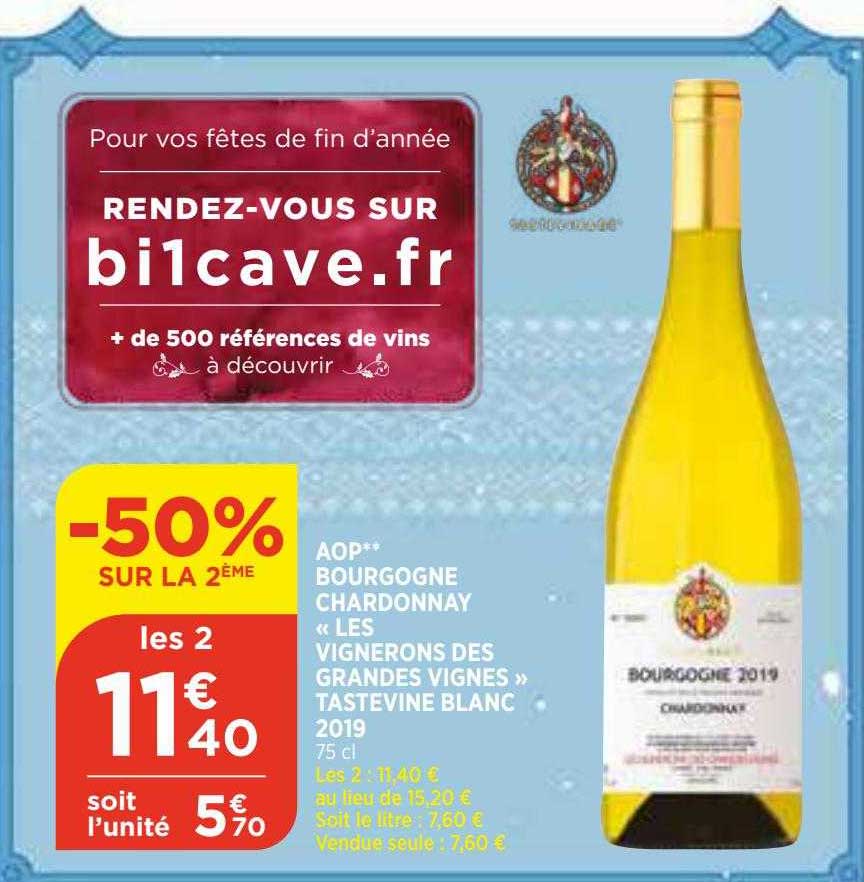 aop bourgogne chardonnay «les vignerons des grandes vignes» tastevine blanc 2019