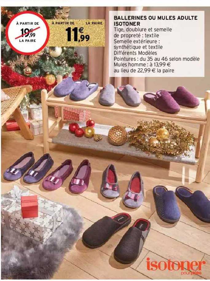 Ballerines Ou Mules Adulte Isotoner