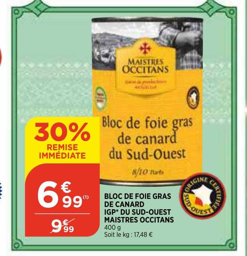 bloc de foie gras de canard igp du sud-ouest maistres occitans