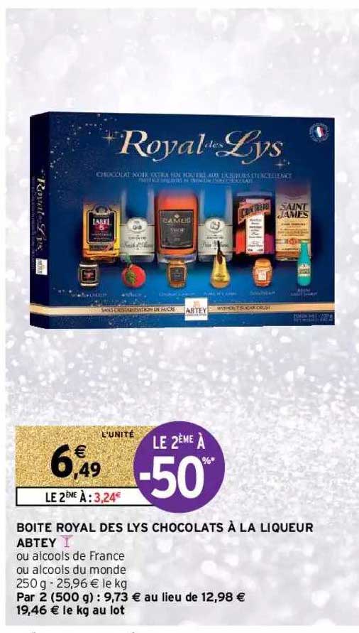 boîte royal des lys chocolats à la liqueur abtey