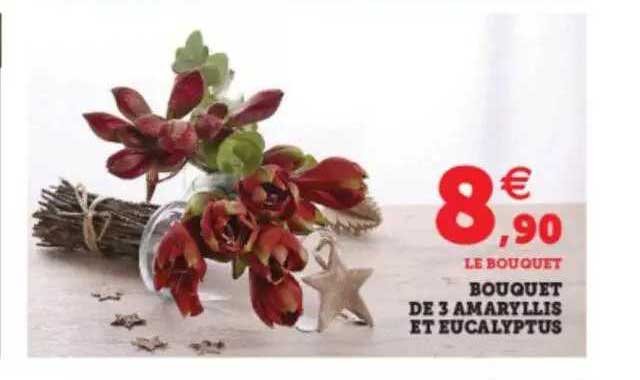 bouquet de 3 amaryllis et eucalyptus