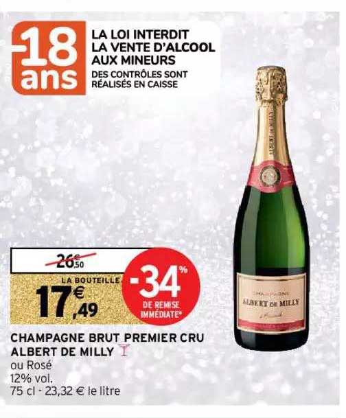 champagne brut premier cru albert de milly