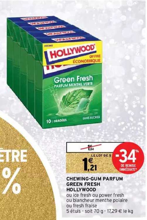 chewing-gum parfum green fresh hollywood