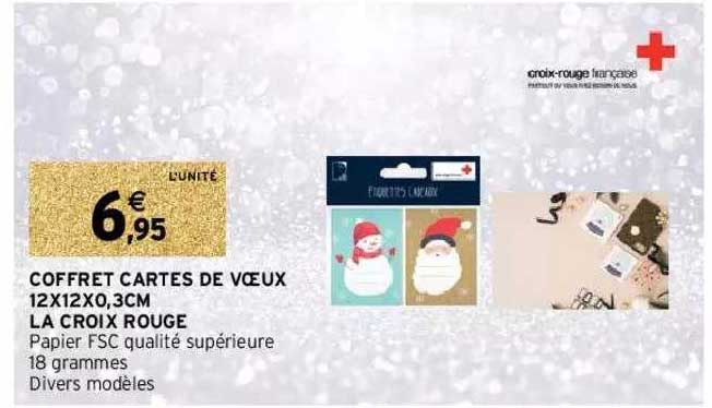 coffret cartes de voeux 12 x 12 x 0,3cm la croix rouge