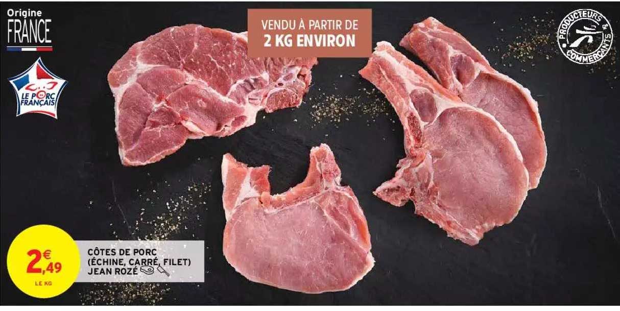 côtes de porc (échine, carré, filet) jean rozé