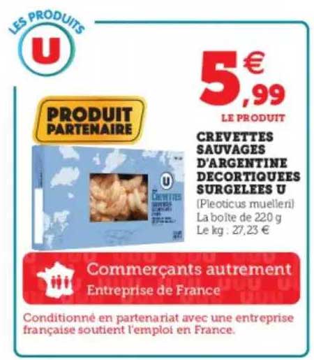 crevettes sauvages d'argentine décortiquées surgelées U