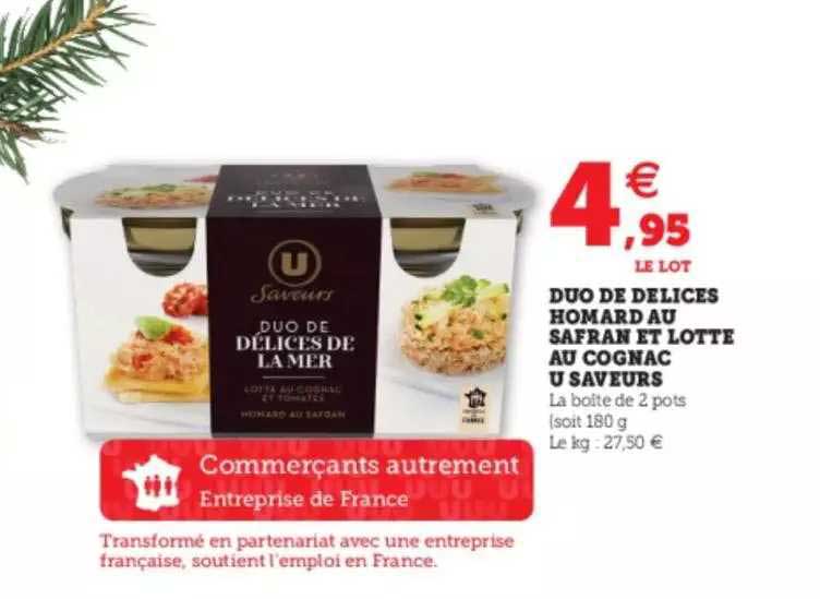 duo de délices homard au safran et lotte au cognac u saveurs