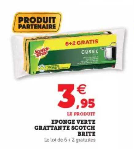 éponge verte grattante scotch brite