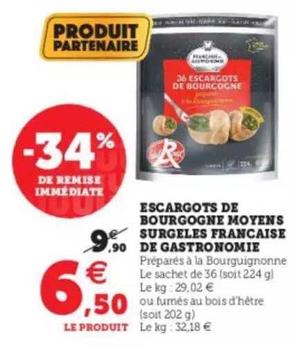 escargots de bourgogne moyens surgelés française de gastronomie
