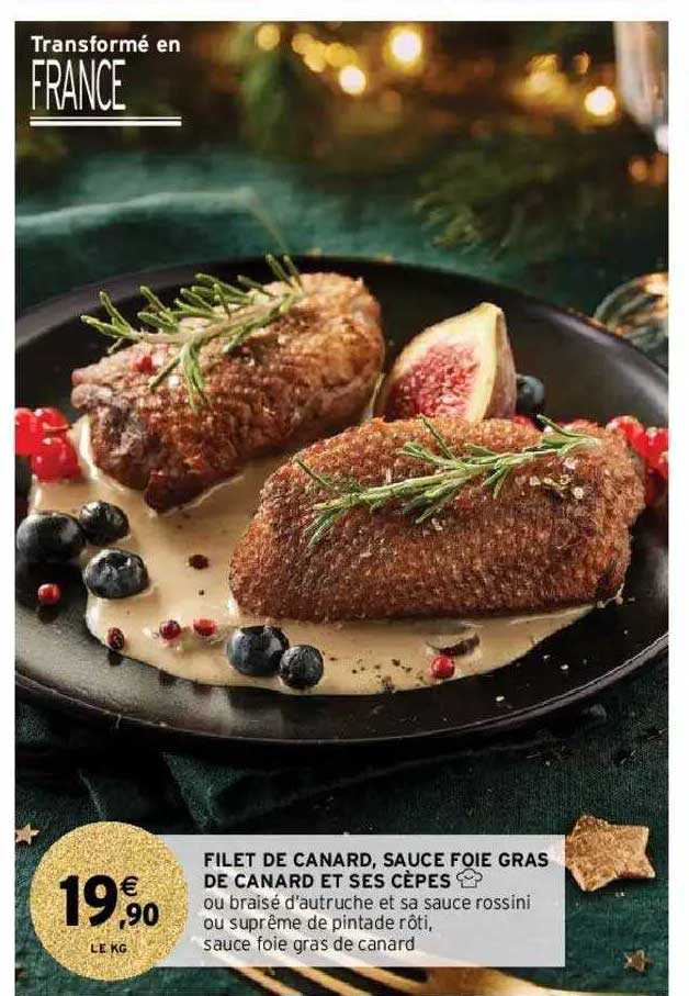 filet de canard, sauce foie gras de canard et ses cèpes