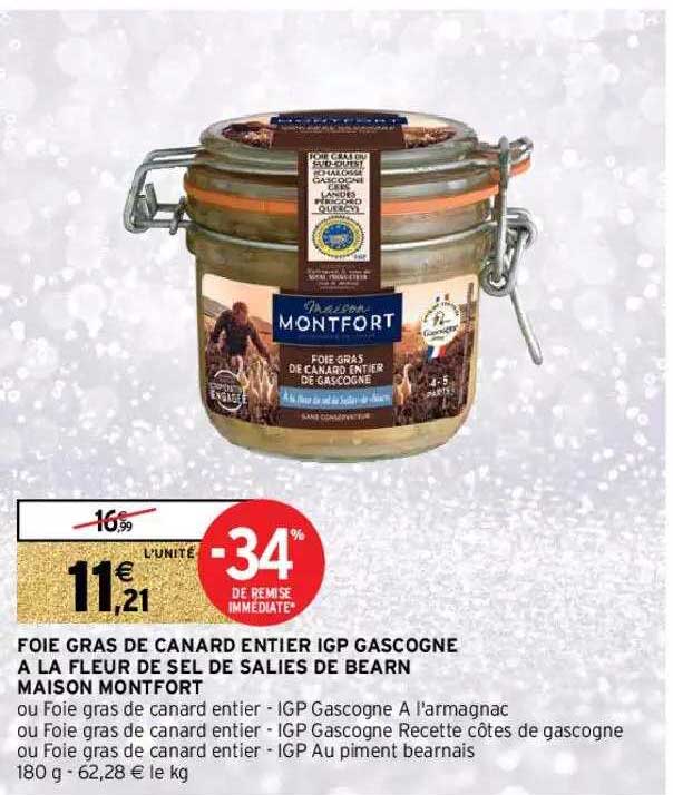 foie gras de canard entier igp gascogne à la fleur de sel de salies de béarn maison montfort