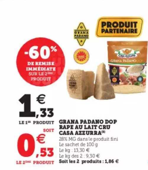 grana padano dop râpé au lait cru casa azzurra