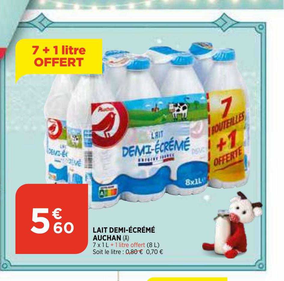 lait demi-écrémé auchan