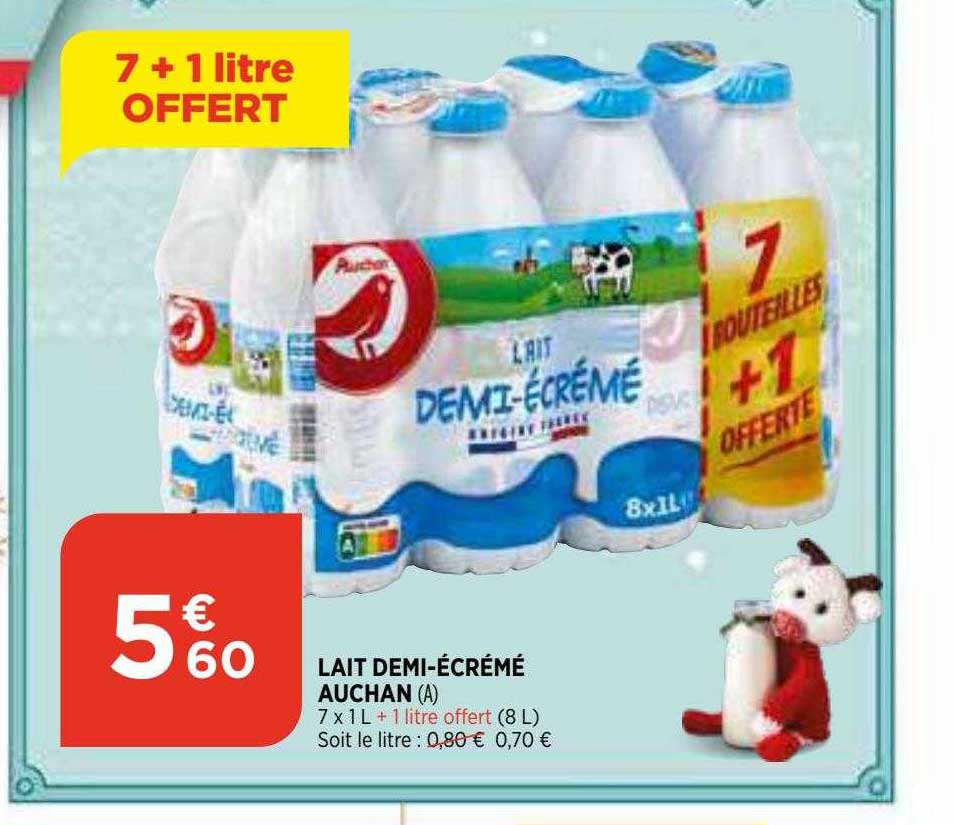 lait demi-écrémé auchan