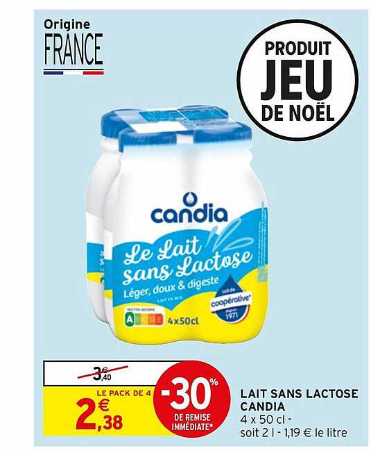lait sans lactose candia