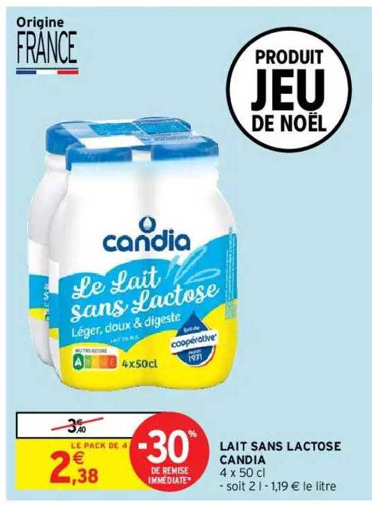 lait sans lactose candia