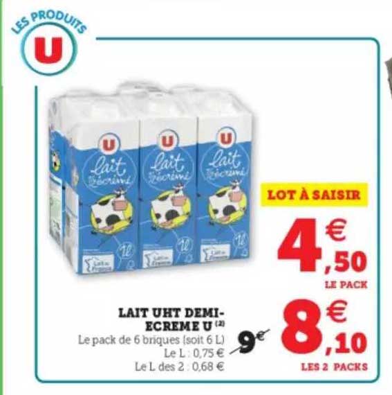 lait uht démi-écrémé U