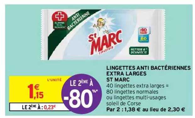 lingettes anti bactériennes extra larges st marc