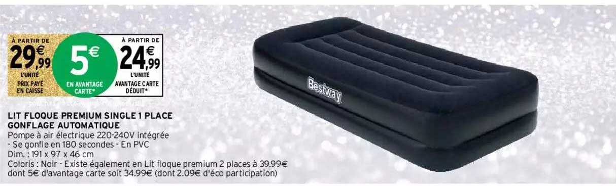 lit floque premium single 1 place gonflable automatique