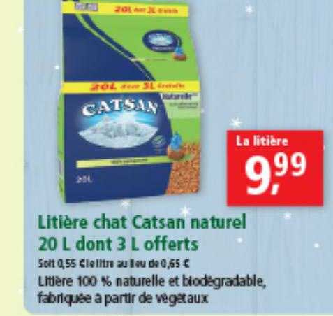 litière chat catsan naturel 20 l dont 3l offerts