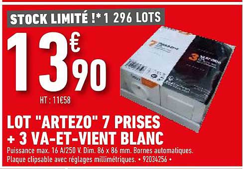 lot "artezo" 7 prises + 3 va-et-vient blanc