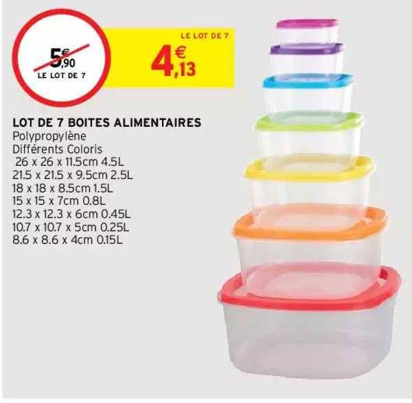 lot de 7 boîtes alimentaires