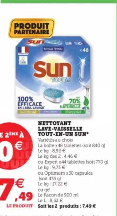 nettoyant lave-vaisselle tout-en-un sun