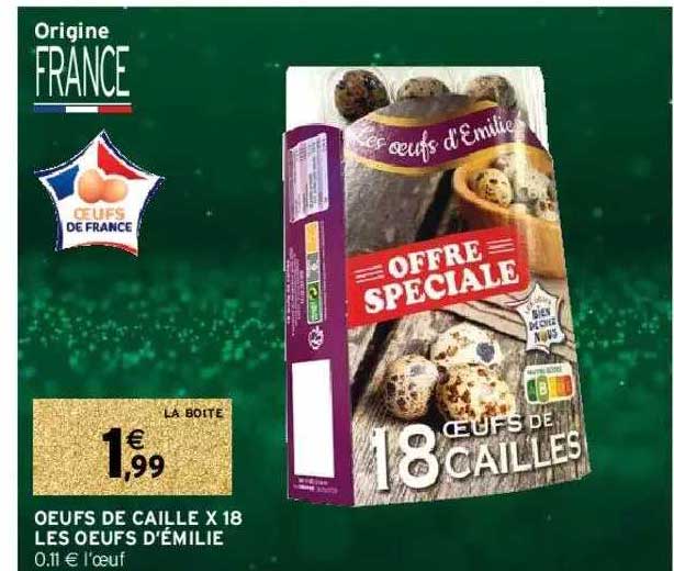 oeufs de caille x 18 les oeufs d'émilie
