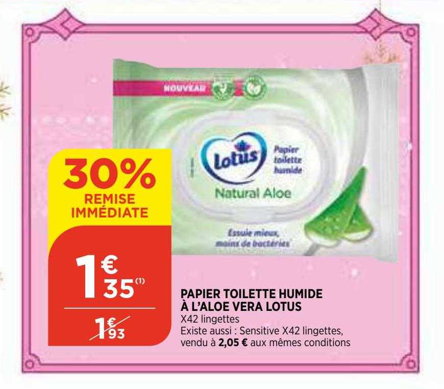 papier toilette humide à l'aloé vera lotus