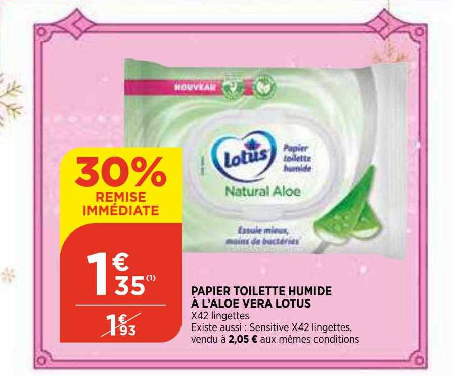 papier toilette humide à l'aloé vera lotus