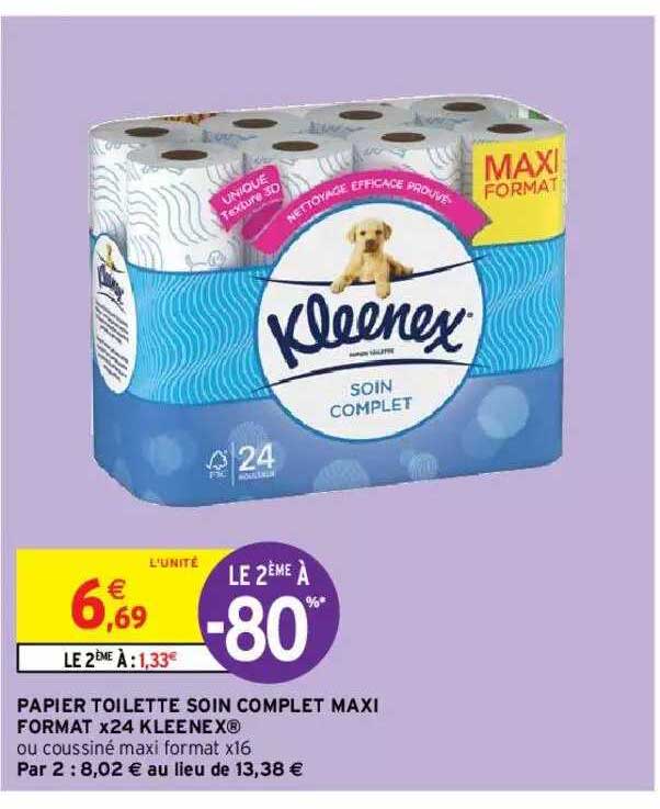 papier toilette soin complet maxi format x24 kleenex