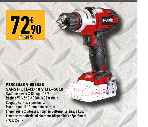 perceuse visseuse sans fil te-cd 18 v li e-solo