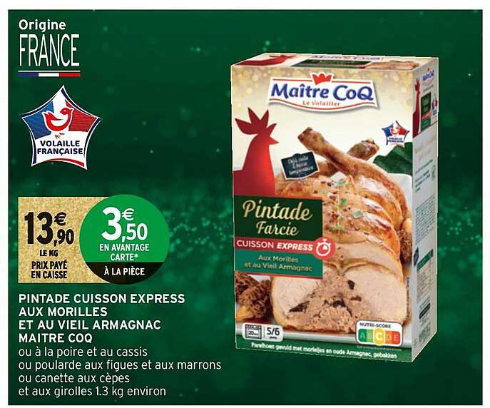 pintade cuisson express aux morilles et au vieil armagnac maître coq