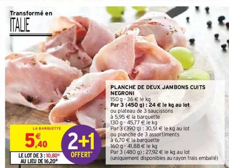 planche de deux jambons cuits negroni