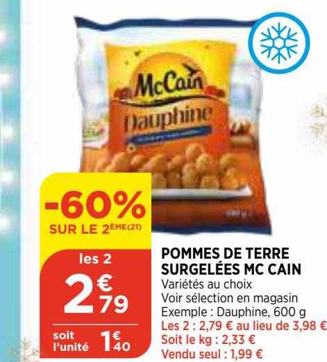 pommes de terre surgelées mc cain