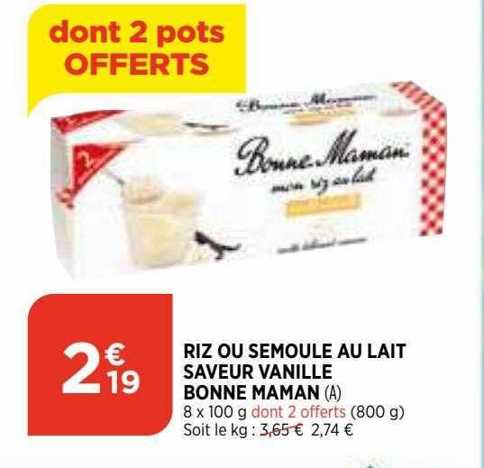 riz ou semoule au lait saveur vanille bonne maman