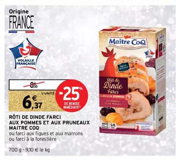 rôti de dinde farci aux pommes et aux pruneaux maître coq