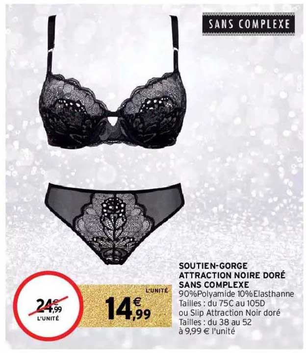 soutien-gorge attraction noire doré sans complexe