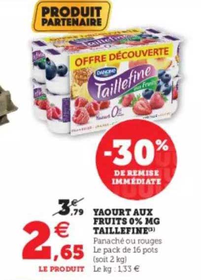 yaourt aux fruits 0% mg taillefine