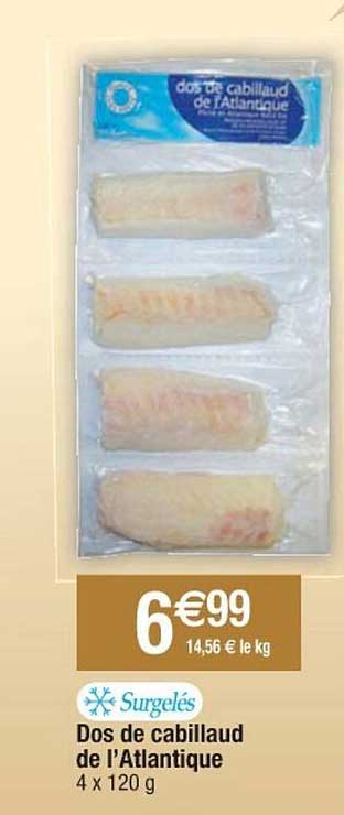 dos de cabillaud de l'atlantique